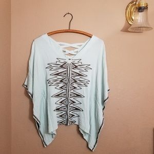 Light mint boho festival cross cross top